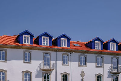 Low angle view of building against clear sky