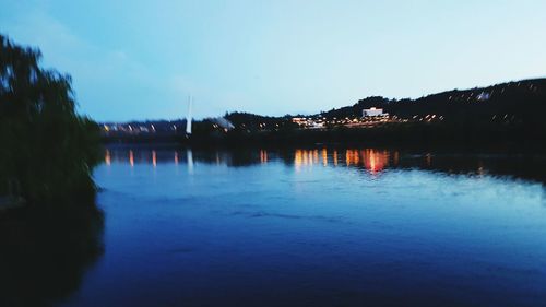 Scenic view of lake against clear sky