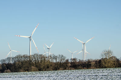 Low angle view of wind turbine