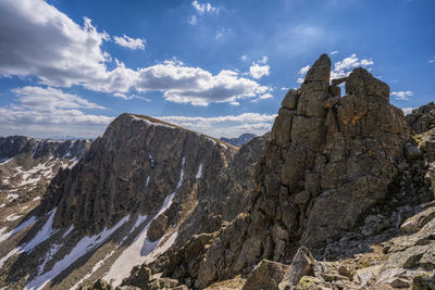 Panoramic view of rocky mountains against sky