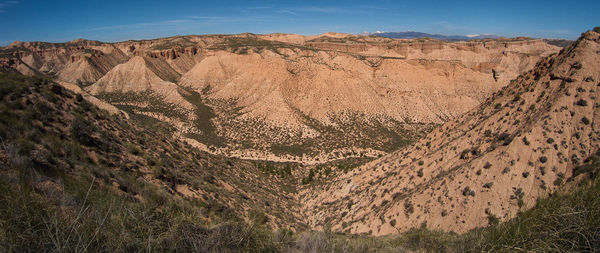 Scenic view of rocky mountains against sky