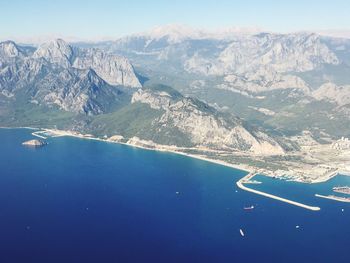 Aerial view of mountain range