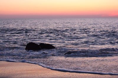 Scenic view of seascape at dusk