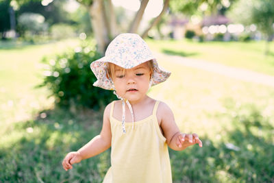 Cute baby girl in park
