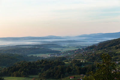 Scenic view of landscape against sky during sunset