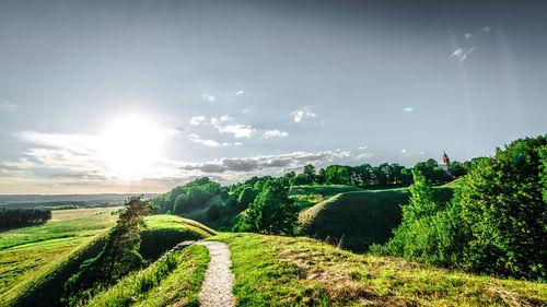 Scenic view of land against sky