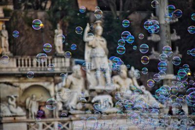 High angle view of bubbles in glass