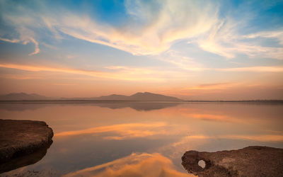 Scenic view of sea against sky during sunset