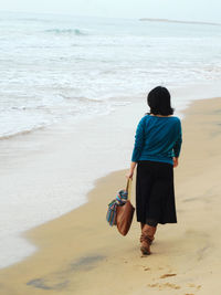 Rear view of man on beach