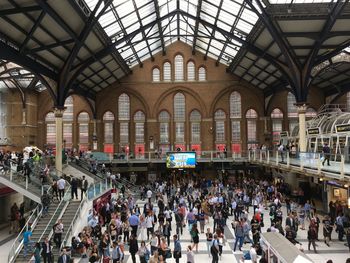 People at railroad station