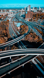 High angle view of elevated road in city