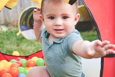 Portrait of cute boy smiling