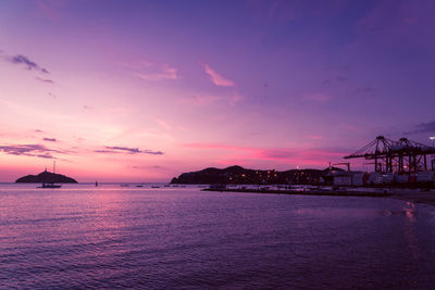 Scenic view of sea against sky at sunset