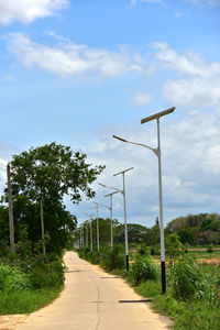 Street amidst trees against sky