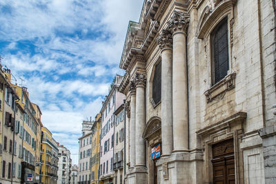 Low angle view of buildings against sky