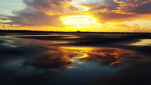 Scenic view of sunset over sea