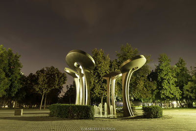 Street lights in park at night