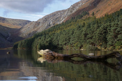 Scenic view of glendalough and mountains