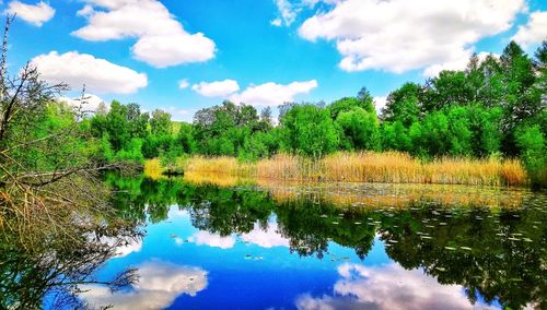 Scenic view of lake against sky