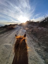 Sunset ride on a mountain
