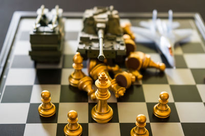 Close-up of chess pieces