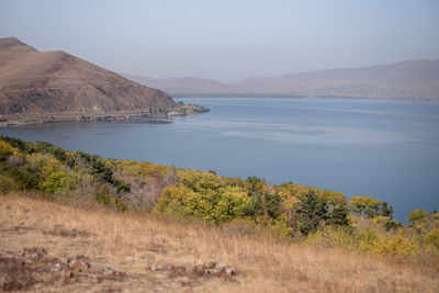 Scenic view of lake against clear sky
