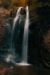 Scenic view of waterfall in forest