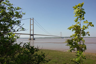 Bridge over river against clear sky