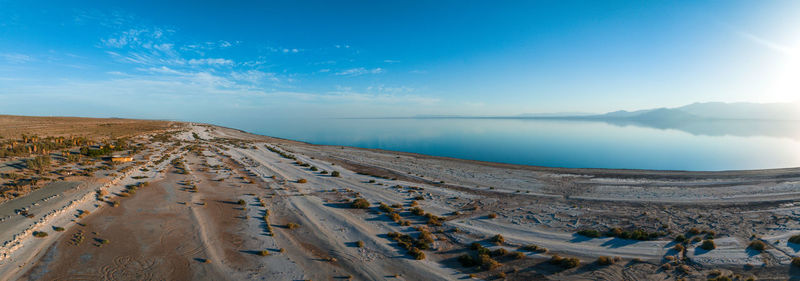 High angle view of beach against sky