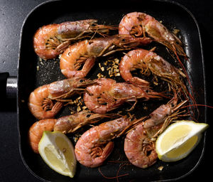 High angle view of seafood