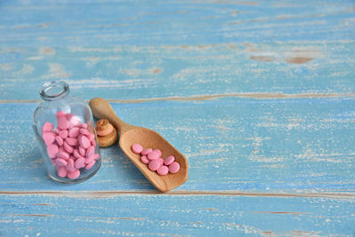 High angle view of food on table