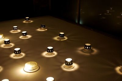 High angle view of illuminated lights