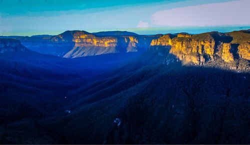 Panoramic view of mountains against sky