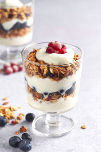 Close-up of breakfast served with ice cream