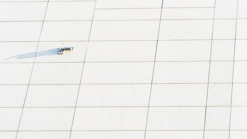 High angle view of tiled wall