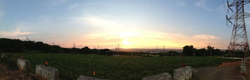Scenic view of field against cloudy sky