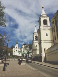 High angle view of church against sky