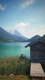 Scenic view of lake against sky