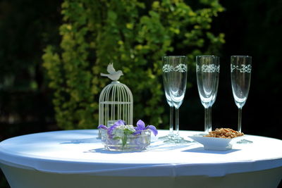 Ice cream in glass on table