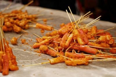 Close-up of seafood on table