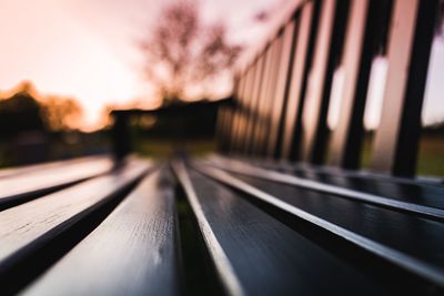 Close-up of railroad track against sky