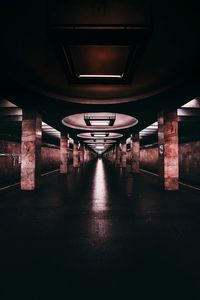 View of empty illuminated tunnel
