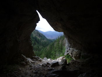 Scenic view of rock formation in cave
