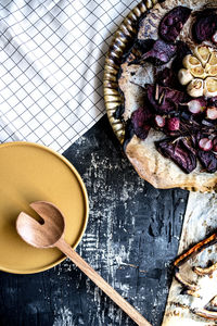 Directly above shot of ice cream in plate on table