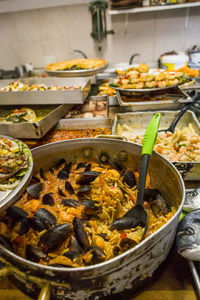 High angle view of food on table in restaurant