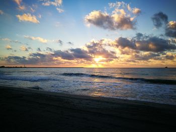 Scenic view of sea at sunset