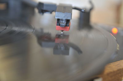 Close-up of turntable