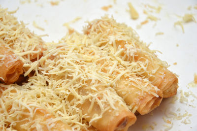 High angle view of bread in plate