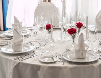 Close-up of place setting during wedding