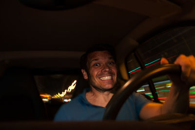 Portrait of woman in train